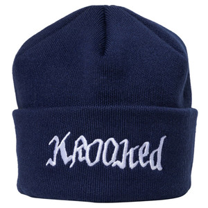 Krooked Double Ok Script Cuff Beanie Navy - Skateboard Beanie