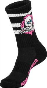 Powell Ripper Stripes Black/pink Black Socks - Skateboard Socks