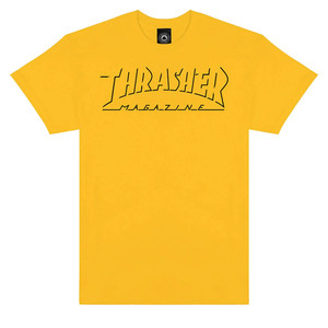 Thrasher Shadow Mag Logo Gold Ss M - Skateboard Tshirt