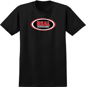 Real Oval Black/red/white Ss Xl - Skateboard Tshirt