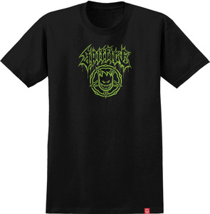 Spitfire Basic Pentagram Black/green Ss L - Skateboard Tshirt