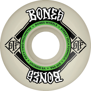 Bones Wheels - Stf V5 Square Logo 52mm 99a Nat/grn - Skateboard Wheels (Set Of Four)