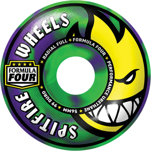 Spitfire - F4 99a Radial Full Colors 56mm Neon Grn/pur - Skateboard Wheels (Set Of Four)