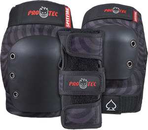 Pro Tec - Junior 3 Pack Open Back Ys-spitfire Blk Swl - Skateboard Pads