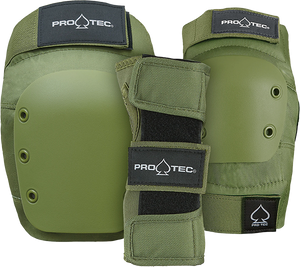 Pro Tec - Junior 3 Pack Open Back Ym-army Green - Skateboard Pads