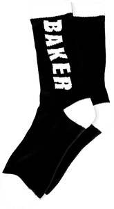 Baker - Letters Crew Socks Black/wht - Skateboard Socks
