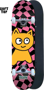 Meow - Big Cat Checker Twist Soft Top Comp-6.5 Pink - Complete Skateboard