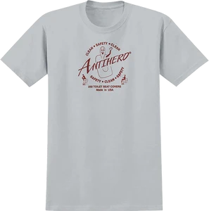 Antihero - Clean Safety Ss M-sil/burgundy - Skateboard TShirt