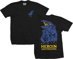 Heroin - Crow Ss M-black - Skateboard TShirt