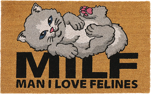 Rip N Dip - N Dip Man I Love Felines Door Mat Rug Brown