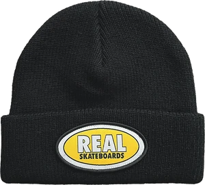 Real - Oval Cuff Beanie Blk/yellow