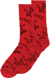 Thrasher - Gonz Logo Pattern Crew Socks Red/blk - Skateboard Socks