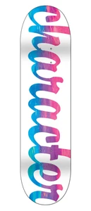 Character Team White Knockout Script Fade Pink/blue Deck 8.25 - Skateboard Deck