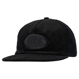Real Oval Emb Snapback Hat Black/black - Skateboard Hat