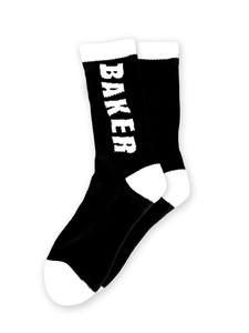 Baker White Letters Socks Black - Skateboard Socks