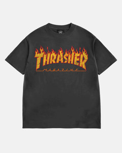 Thrasher Flame Vintage Black Ss M - Skateboard Tshirt