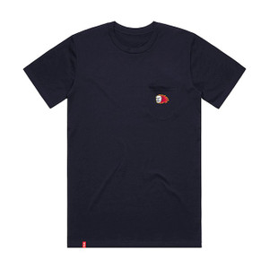 Ace Combust Navy Pocket Ss L - Skateboard Tshirt