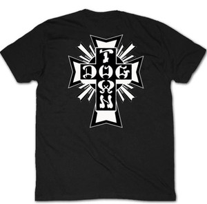 Dogtown Cross Logo Black/white Ss L - Skateboard Tshirt