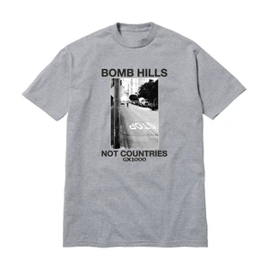 Gx1000 Bomb Hills Not Countries Heather Grey/black Ss M - Skateboard Tshirt