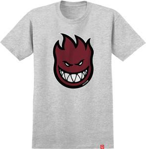 Spitfire Bighead Fill Heather Grey/dark Red Ss Xxl - Skateboard Tshirt