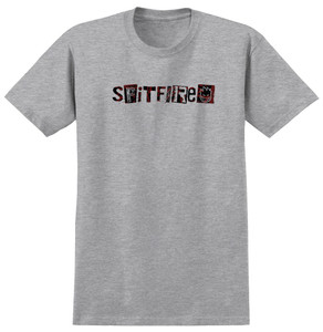Spitfire Ransom Fill Heather Grey Ss L - Skateboard Tshirt