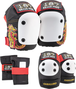 187 - 6-pack Pad Set (pre-k)-caballero Dragon Blk - Skateboard Pads