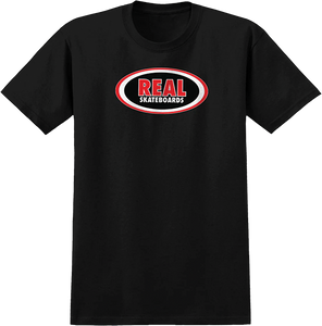 Real - Oval Ss M-black/black Tonal - Skateboard Tshirt