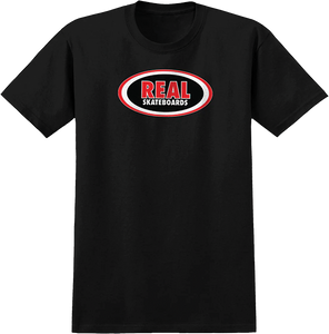 Real - Oval Ss Xl-black/black Tonal - Skateboard Tshirt