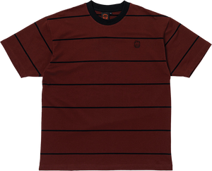 Spitfire - Bighead Emb Stripe Ss M-burgundy/blk - Skateboard Tshirt