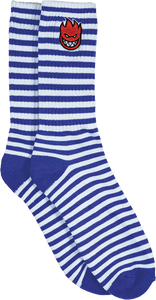 Spitfire - Bighead Fill Stripe Emb Crew Sock Blue/white - Skateboard Socks