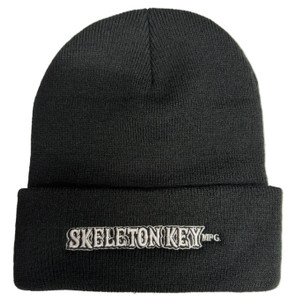 Skeleton Key Embroidered Heavyweight Cuff Beanie Black - Skateboard Beanie