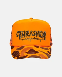 Thrasher Wet Paint Trucker Hat Orange Camo - Skateboard Hat