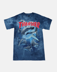 Thrasher X Mountain Shark Hand-dyed Navy Ss S - Skateboard Tshirt