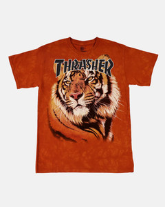 Thrasher X Mountain Tiger Hand-dyed Orange Ss S - Skateboard Tshirt