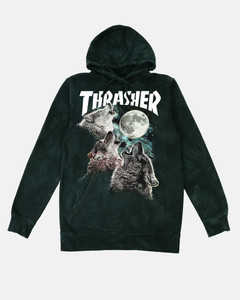 Thrasher X Mountain Wolves Treated Black Hd/swt Xl - Skateboard Sweatshirt