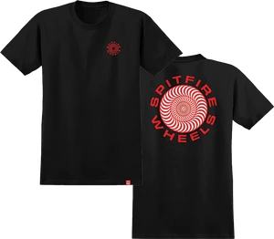 Sf Classic '87 Swirl Fill Ss L-black/red/wht - Skateboard Tshirt