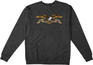 Ah Eagle Crew/swt L-charcoal Heather/black - Skateboard Sweatshirt
