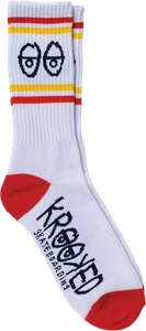 Krk Eyes Crew Sock White/red/navy/yellow - Skateboard Socks