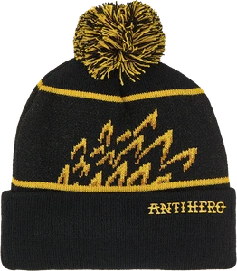 Ah Eagle Pom Beanie Black/yellow - Skateboard Beanie