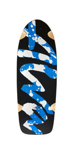 Alva Og Logo Flat Black/blue Pearl White Splatter Shaped Wheel Wells Deck 10.5 X 30.5 - Skateboard Deck