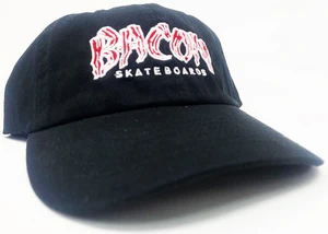 Bacon Embroidered Logo Dad Hat Black - Skateboard Hat