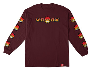 Spitfire Og Split Bighead Fade Fill Sleeve Maroon Ls L