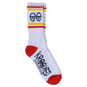 Krooked Eyes Socks White/navy/yellow - Skateboard Socks