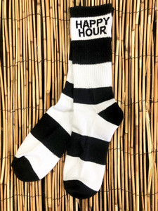 Happy Hour Stripes Socks Black & White - Skateboard Socks