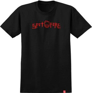 Spitfire Rough Scribble Black/red Ss L - Skateboard Tshirt