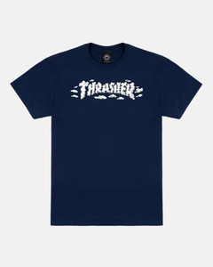 Thrasher Spanky Clouds Navy Ss Xl - Skateboard Tshirt