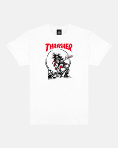 Thrasher Outlaw 2-tone White Ss M - Skateboard Tshirt