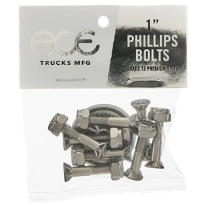 Ace Trucks - 1" Phillips Hardware Set Silver - Skateboard Hardware