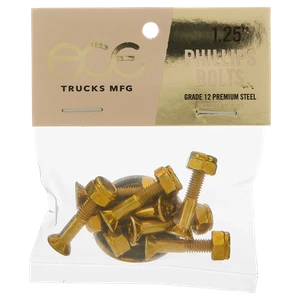 Ace Trucks - 1.25" Phillips Hardware Set Gold - Skateboard Hardware