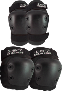 187 - Combo Pack Knee / Elbow Pad Set Xs - Black - Skateboard Pads 187 - Combo Pack Knee / Elbow Pad Set Xs - Black - Skateboard Pads